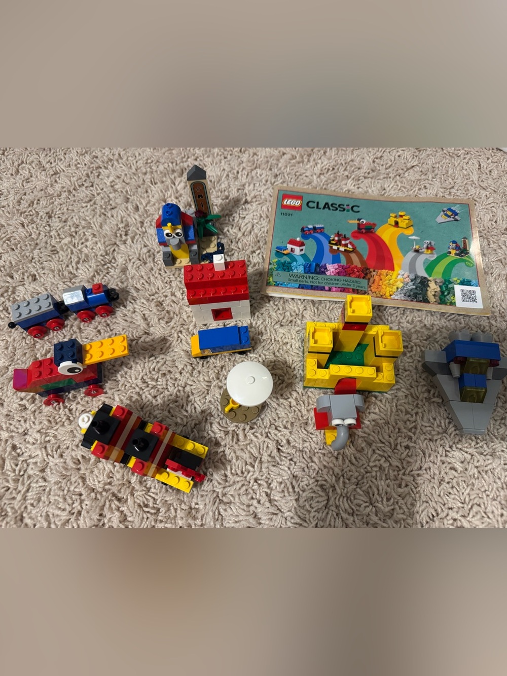 LEGO Classic Building Set with Red, Yellow, Blue, White, Green, Gray Pieces